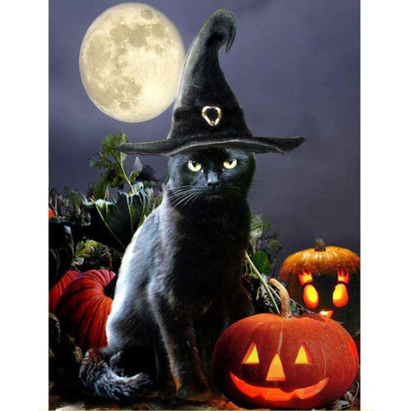 Halloween katt diamantmaleri (30*40 cm)