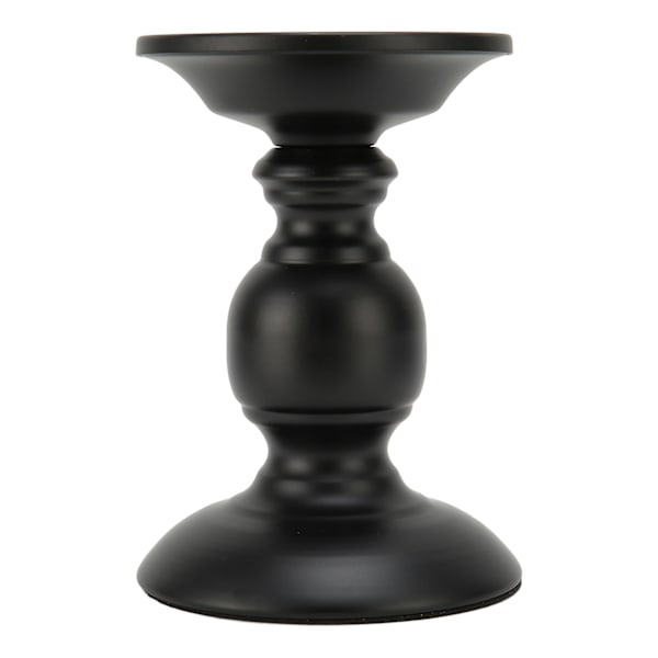 Rustproof Black Metal Iron Matte Pillar Candle Holder - Elegant Table Ornament