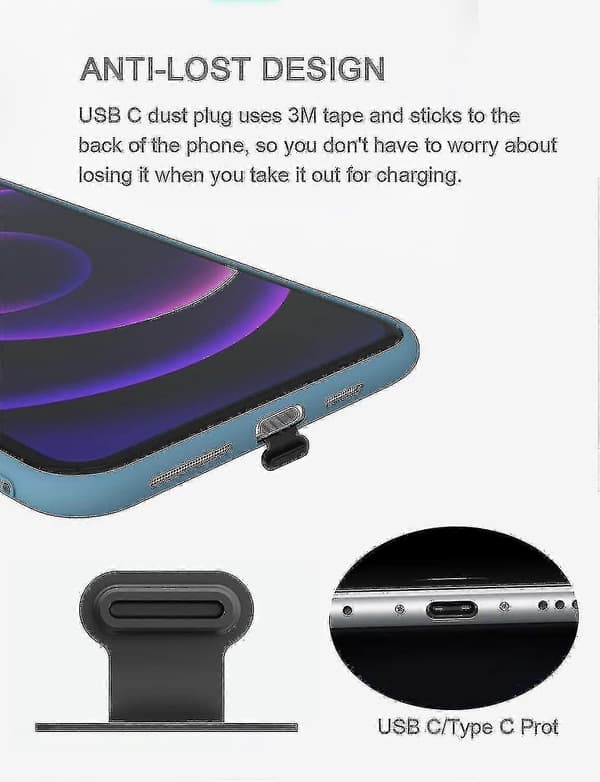 [HT]2 kpl. Pölysuoja puhelimelle, USB C/Type C, Pölysuoja, USB C -latausportin pölysuoja