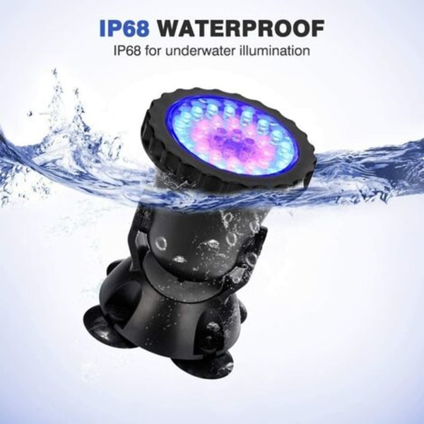 Vattentät nedsänkbar LED-strålkastare RGB spotlampa, justerbar IP68 vattentät lampa för utomhusbruk, trädgård, pool,