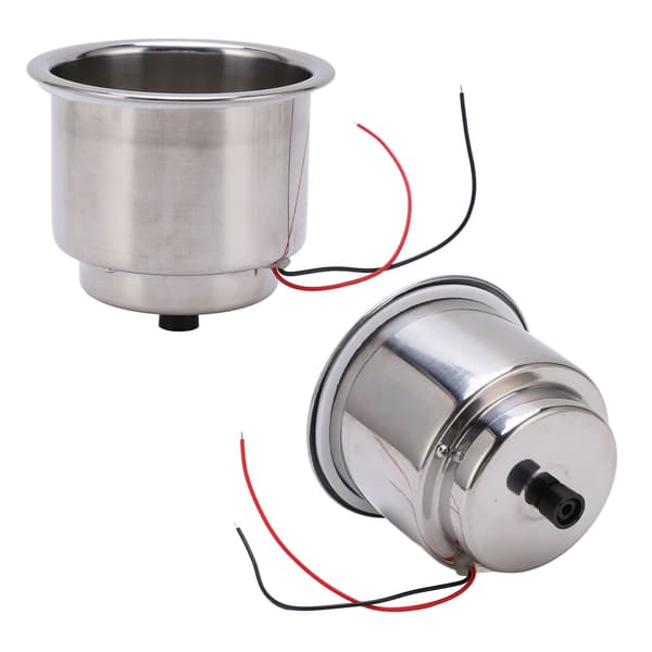 CarGreen LED 2 Selvlysende Koppholder 8 LED-er 304 Rustfritt Stål Dreneringshull Marinebåt