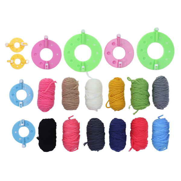 Pom Pom Maker Sæt: Inkluderer 4 størrelser til nem håndværk med 12 farvet garn - Ideel til DIY-projekter