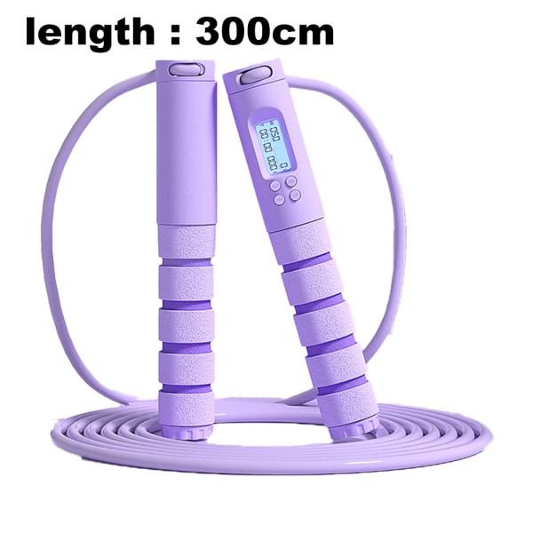 Hoppetov, med kalorietæller til fitness, justerbar purple with rope