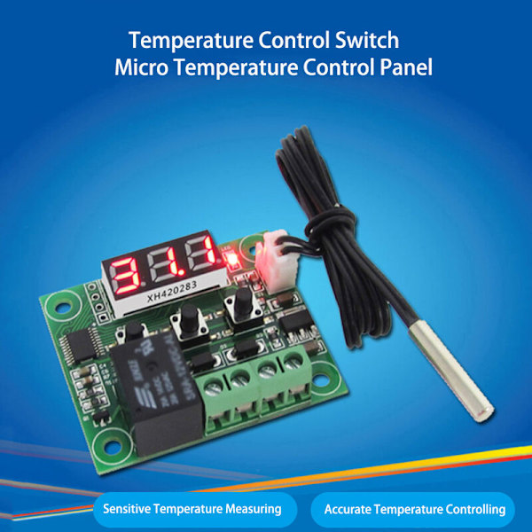 (Rødt lys W1209 + skal) XH-W1209 digital displaytermostat