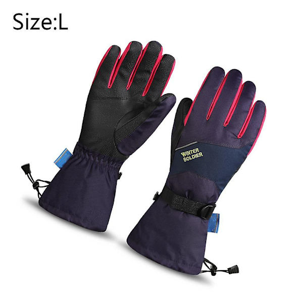 Vedenpitävät hiihto- ja lumihanskat, 3m uudet Sherry Winter lämpimät kosketusnäytölliset hiihtohanskat L magenta