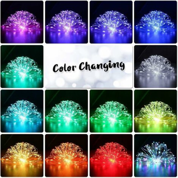 Färgade Fairy Lights, 10m 100 LED USB 16 Multicolor Changing Fairy Lights inomhus Silver Fairy Lights Fjärrkontroll för