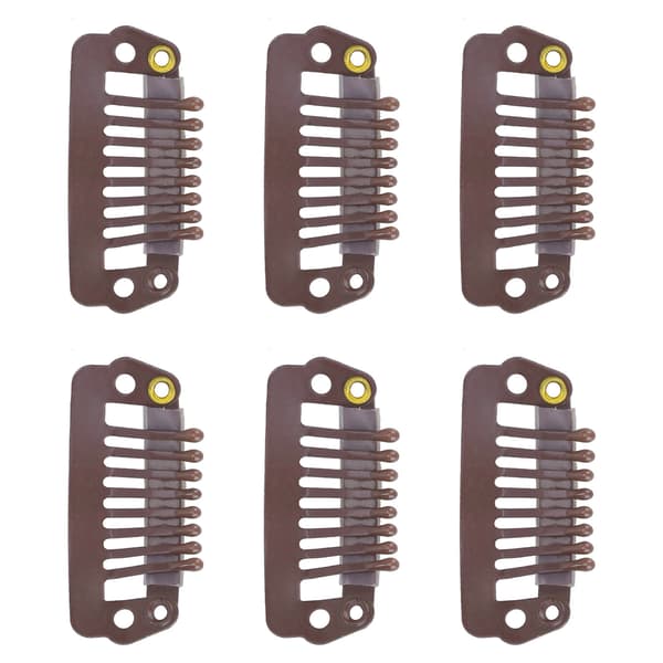 50 stk. 8 tips 8 tenner Snap Hårklemmer Rustfritt stål Gummigrep Hårextensions Parykker Brun