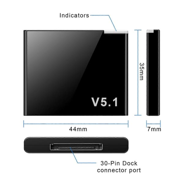 I-WAVE 30 Pin Bluetooth 5.1 Audio Receiver Music Mini Wireless Adapter For iPhone iPod 30Pin Jack Analog Speaker[ht]