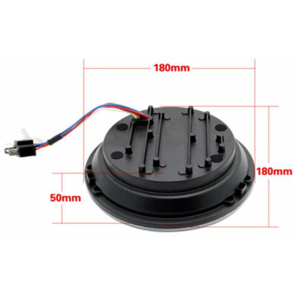 12V/24V Motorcykel LED Rund Forlygte Retro Blinklygte 7 tommer Forlygte Erstatning til Jeep Wrangler, model: Bla