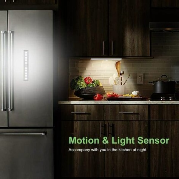 Bevegelsessensor LED-interiørlys - 3 pakke 10 LED-lamper Trådløs walk-in-garderobe batteridrevne lys med selvklebende kjøkken