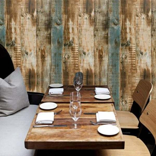 Puutapetti Ruskea Itsekiinnittyvä Tapetti Raitatapetti Kuori ja Stick Grain Contact Paper Rustic Irrotettava Tapetti