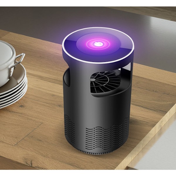 USB Smart Photocatalytic Mosquito Killer Lamp (USB Small Black Q Touch Screen + Adapter),