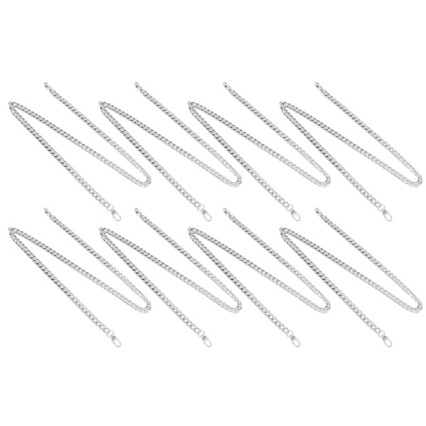 1 meter DIY dekorativ hantverkskedja med 8-sidig fräst oval spänne för smyckestillverkning - set med 8 stycken, silver