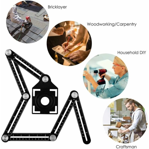 Monteringsverktøy Flisåpningssøker Aluminiumslegering Multi-Angle Fitting Tool Linjal