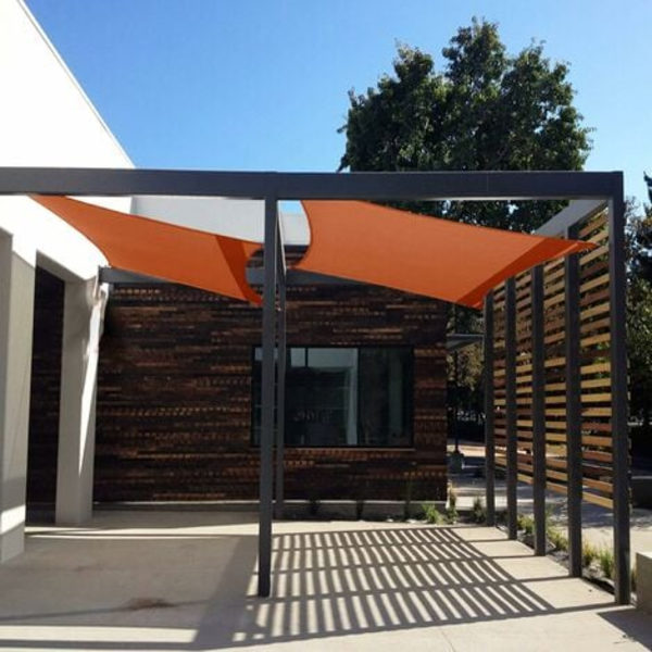 Skuggsegel 2x2m vattentät markiskapell för uteplats & däck Trädgårdssolskydd 90 % UV-skydd med gratis rep Orange Square