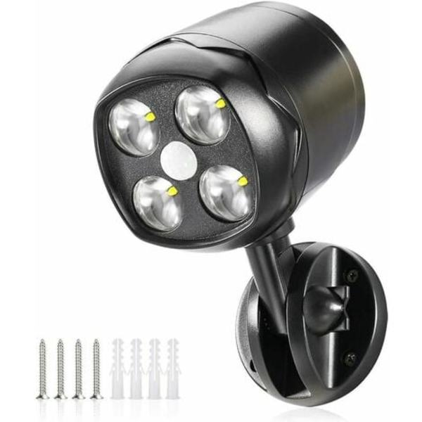 Udendørs bevægelsessensorlys, IP65 vandtæt batteridrevet 600lm LED-spotlight, bevægelsessensor med fleksibelt batteri