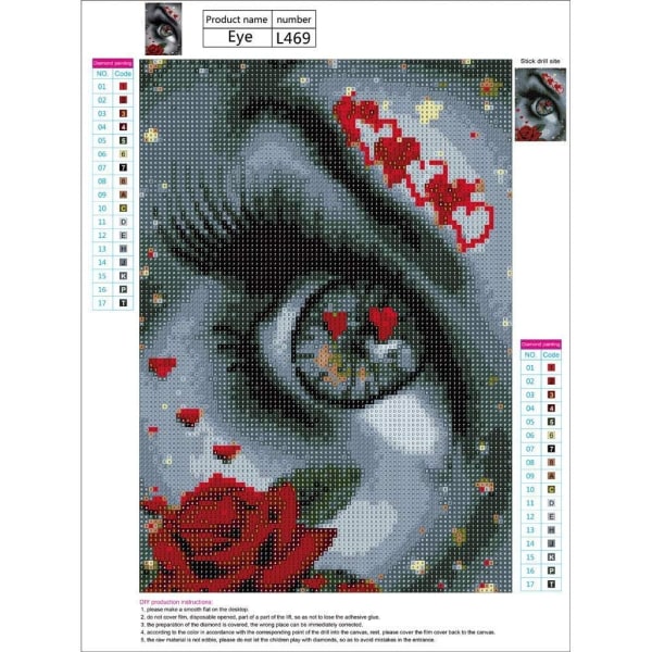 Diamond Painting Set, 5D Diamond Painting Set Full Brodery Large Pictures DIY Diamond Painting (Eye, 40x30cm),
