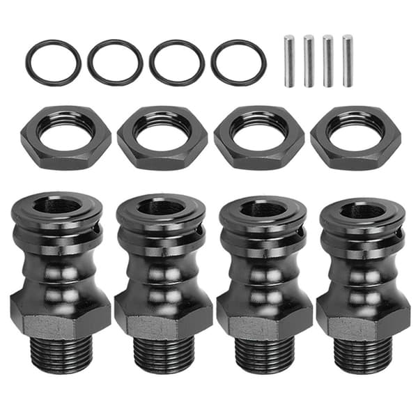17 mm Hex Hjulforlængeradapter i Aluminiumlegering til 1/8 RC Bil 4 stk. Sort