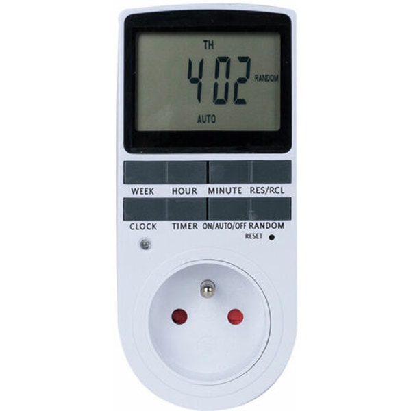 Digital programmerbar stikkontakt, daglig/ukentlig digital timer, strømuttaksplanlegger med LCD-skjerm og tyverisikring