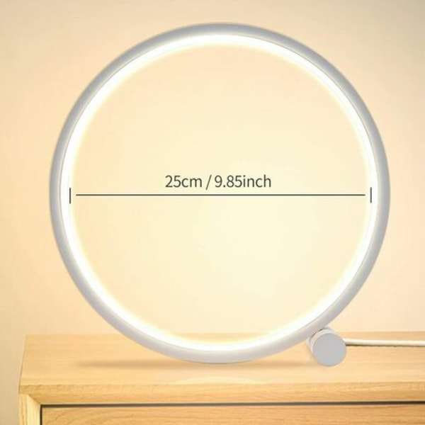 Led sengelampe Touch Ring Bordlampe Dæmpbar, Sengelampe Soveværelse 3 farver Dæmpbar 10 Lysstyrke Modern Circle Desi