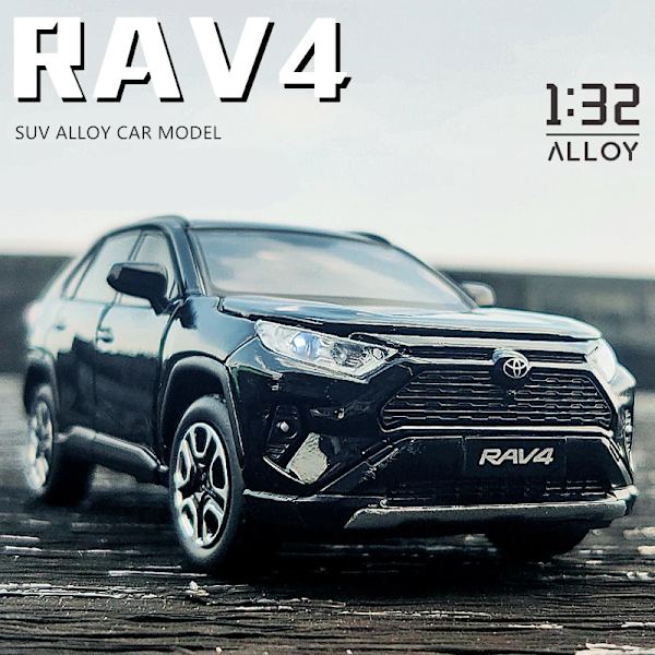 1:32 TOYOTA RAV4 Legering bilmodell Diecasts Metallleksaksfordon Bilmodellsimulering Ljud- och ljussamling Barnleksakspresent White