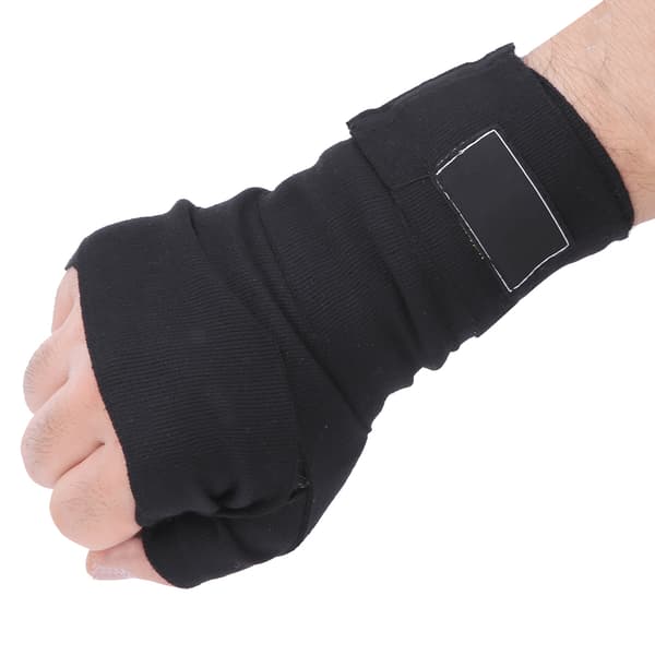 Et par sorte polyurethan 3M Boksevikler Fighting Sanda Muay Håndbind Sports Strap Sort Elastisk 3m