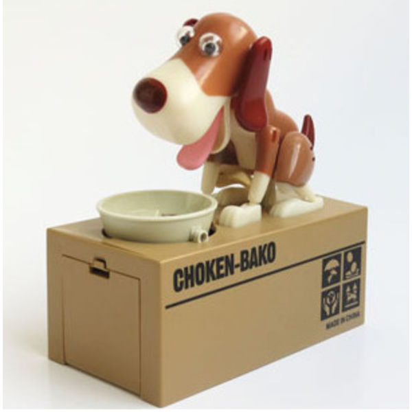 Kreativ elektrisk tegneserie pengeædende hund sparegris til at spare sulten hund sparegris Brown and white