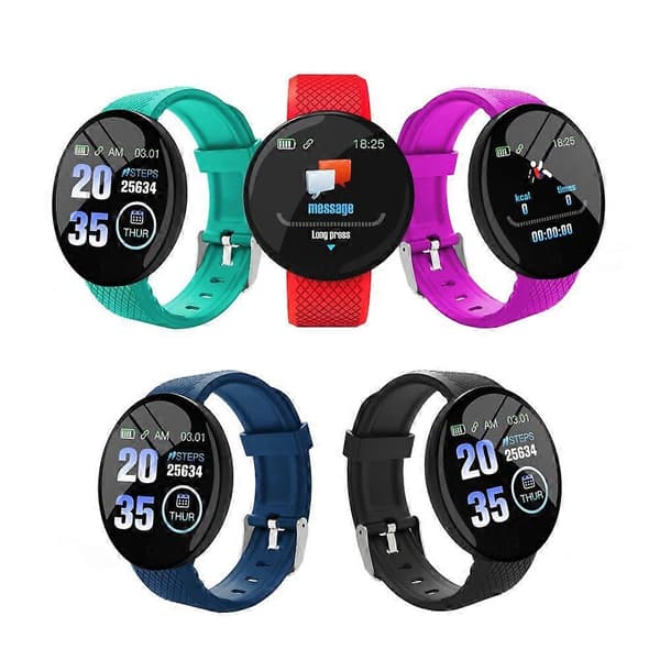 D18 1,3\" Vandtæt Smartwatch: Puls, Søvnmonitor, iOS/Android, Realtidsalarmer