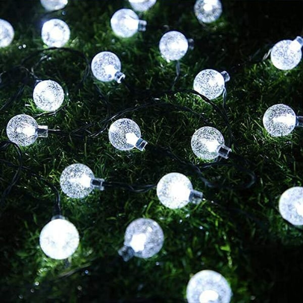 Udendørs Solar String Lights - 20 LED'er - 8 Modes - Krystalkugler - Vandtæt - IP65 - til have, gårdhave, træer, gård, pa