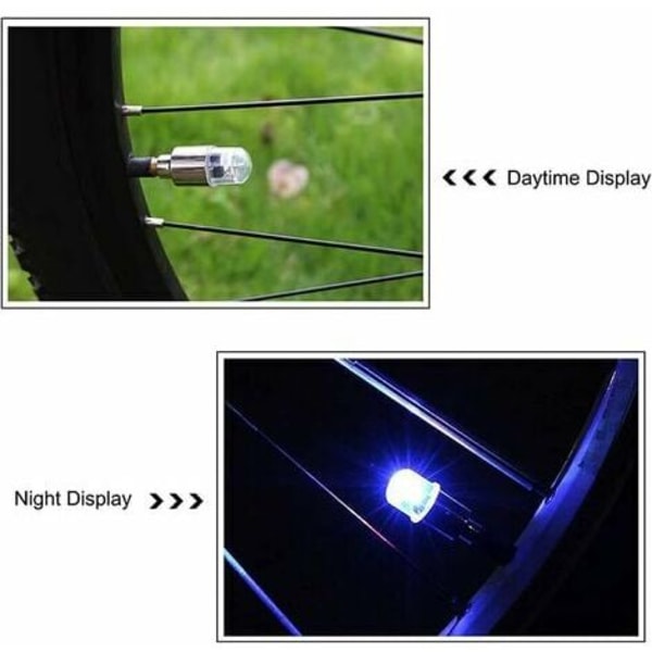 Kartokner 8-paknings LED-ventilhetter for sykkel, sykkel, bil, motorsykkel eller Kartokner mion med 10 ekstra batterier (flerfarge)