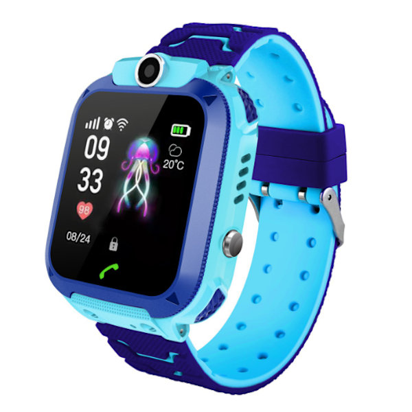 Børne Smart Watch Vandtæt Telefon Tracker Ur (Engelsk Blå),