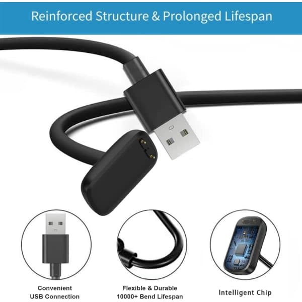 Lader til Fitbit Charge 5 / Charge 6 / Luxe, [2-pak, 1 meter] Erstatningsladekabel
