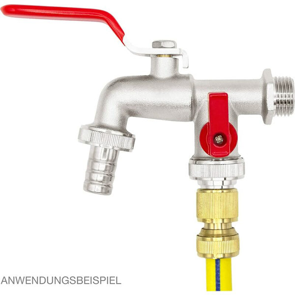 Dobbelt kugleventil 11282, 1/2", mat, krom, ekstra udløb 3/4";