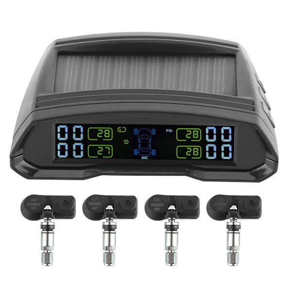 Trådløs Dæktryksalarm Overvågning Sol/USB Strøm TPMS Digital LCD Display Sensor
