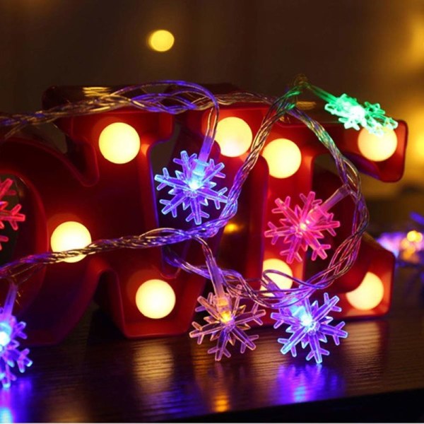Meter 40 Lights Fyrfärgs LED Snowflake Lights Star String Lights Festival Julgransdekoration blinkande, för Ind