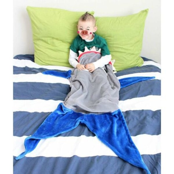 Hajformad dubbelfleece sovsäck Bekväm och mysig för bäddsoffa Vardagsrum Present till barn Tonåringar