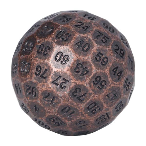 Polyhedral metalterninger udsøgte tunge 100-sidede rollespilsterniger til bordspil 2 tommer diameter rød kobber