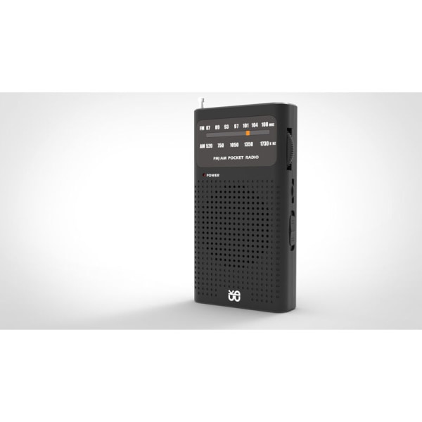 Bärbar radioradiostation Transistor Pocket Radio Liten FM AM-radio och högtalare (svart)