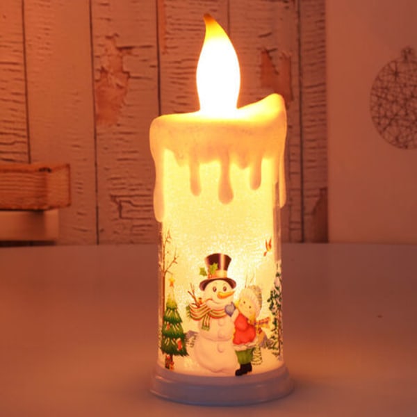 Kappaleet LED-kynttilät, jouludesign LED kelluva kynttilä Liekitön lämmin valkoinen valo, joulun lumiukko
