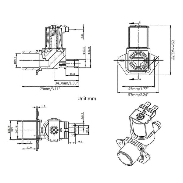 Vaskemaskine indløbsventil 220V 12V 24V Vandluft Reservedel Kompatibel med ventilsystem 12V