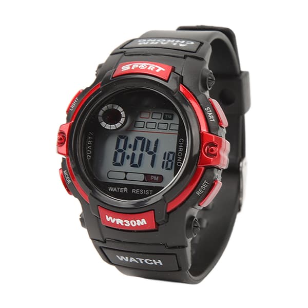 Sportklocka Digital LCD Elektronisk Watch Luminous Men Watch for Outdoor Activities Red
