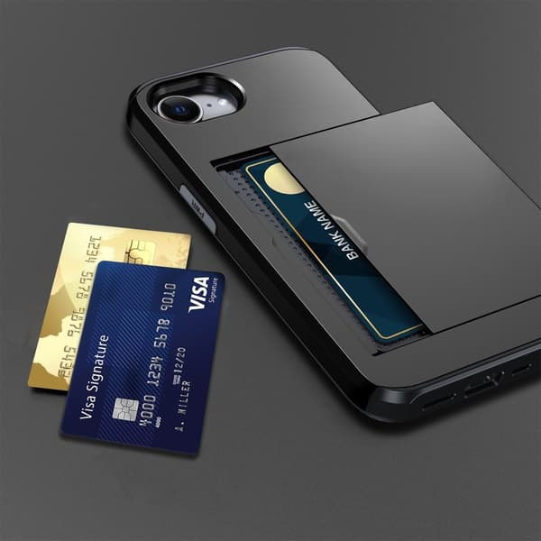 iPhone 16e Armor-korttipidikekuori - Musta Svart black