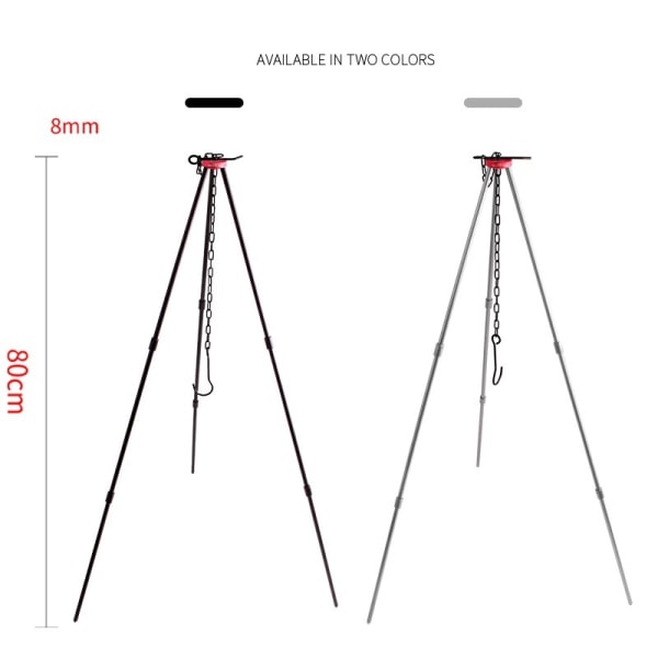 Utomhuscamping grythållare, bärbart lägereldstativ (silver)