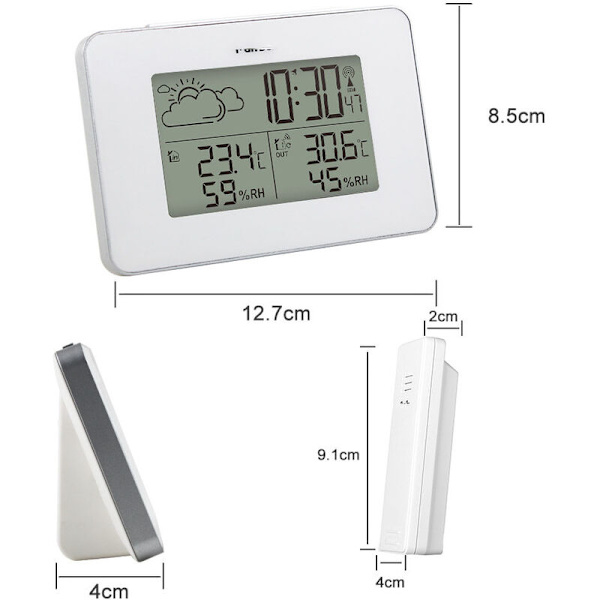 Trådlös väderstation, inomhus utomhustermometer Hygrometer med utomhussensor LCD-skärm Digital temperatur Humi