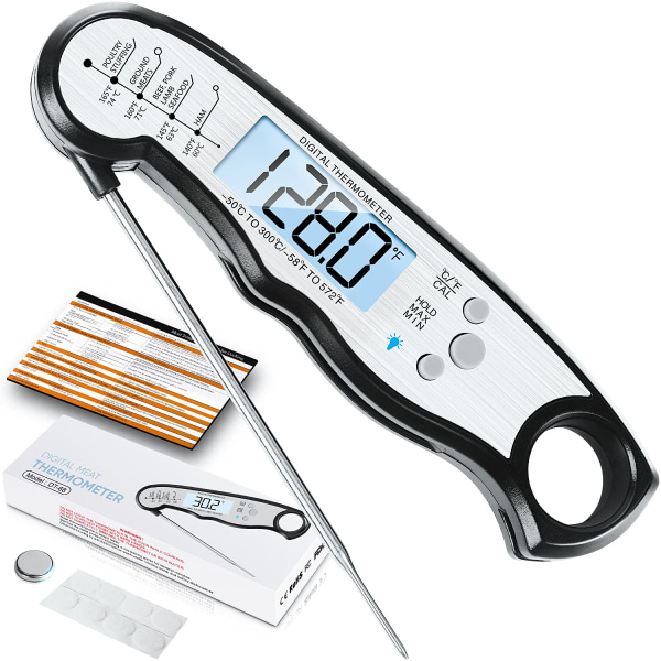 Digitalt kødtermometer, vandtæt øjeblikkelig madtermometer til madlavning og grillning, køkkengadgets