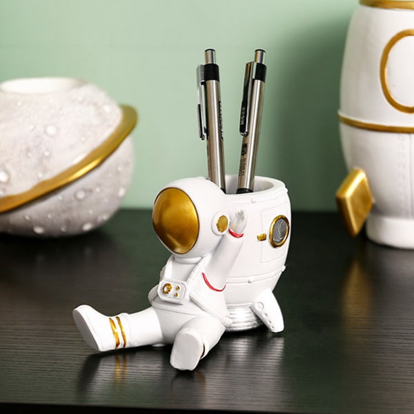 Multipurpose Astronaut Pennhållare Kreativ telefonholder målad hartsprydnad