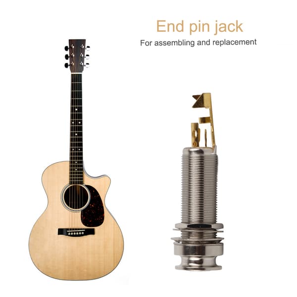 Koppar Stereo End Pin Jack Socket Elektrisk Guitar Ukulele Pickup Sølv Guld