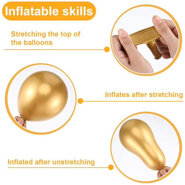 5 tum tjock metallfärgad rund ballong * 100 märkes guld,
