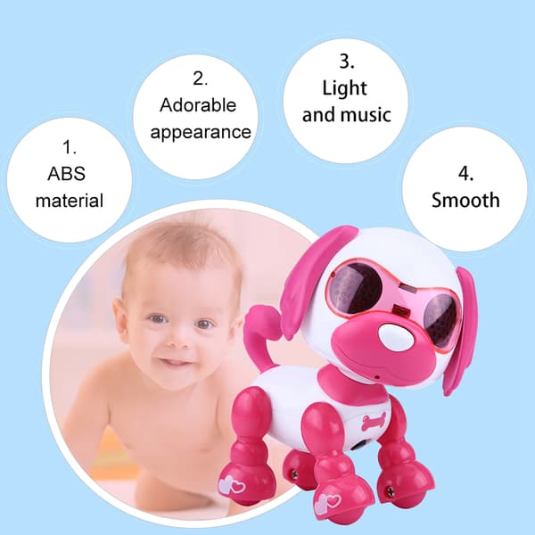 Smart Kids Interaktiv Gående Robothund Legetøj med LED Lys Pink