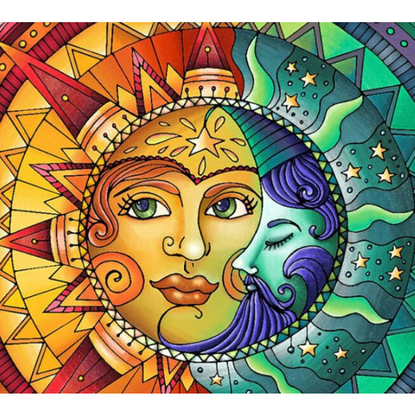 Sun Moon kasvotarra diamond painting (35*35cm)